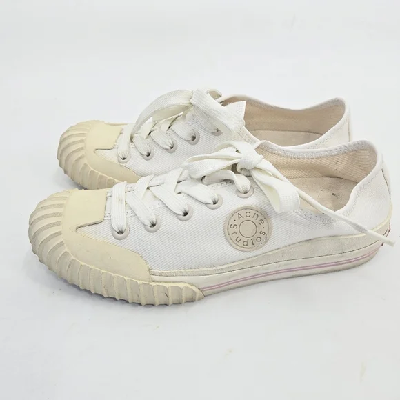 Acne Studios Sneakers Brady Cream Cotton Canvas - Picture 7 of 15